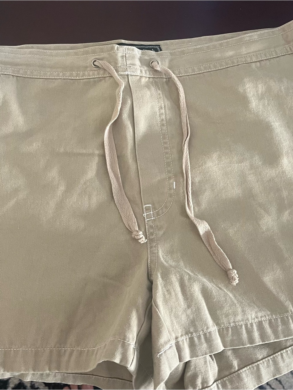 Abercrombie & Fitch Light Khaki Flat Front Drawstring Shorts